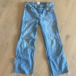 Anine Bing Wide Leg Blue Denim Jeans with Branded Waist Label